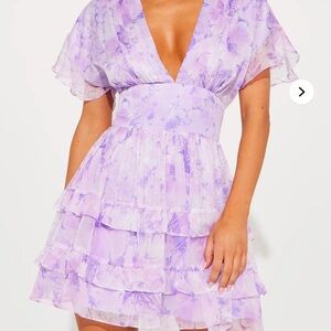 Fashion Nova Lavender Floral Mini Dress
